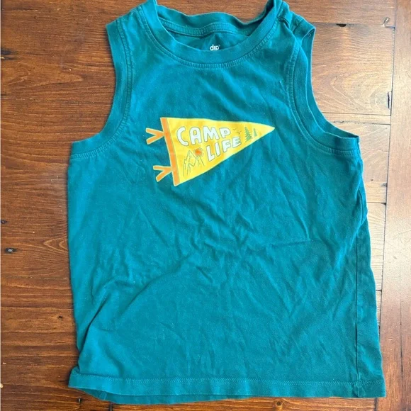 Boys 3pc Summer Camp Green & Blue Short & Tank Bundle Sz 6-7 - Picture 7 of 9